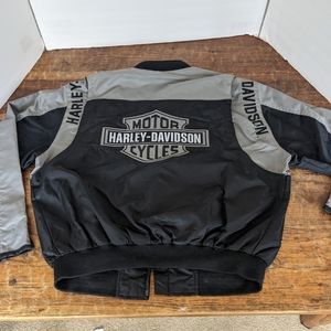 Mens Harley Davidson Lightweight Waterproof Jacket Large black and gray nylon